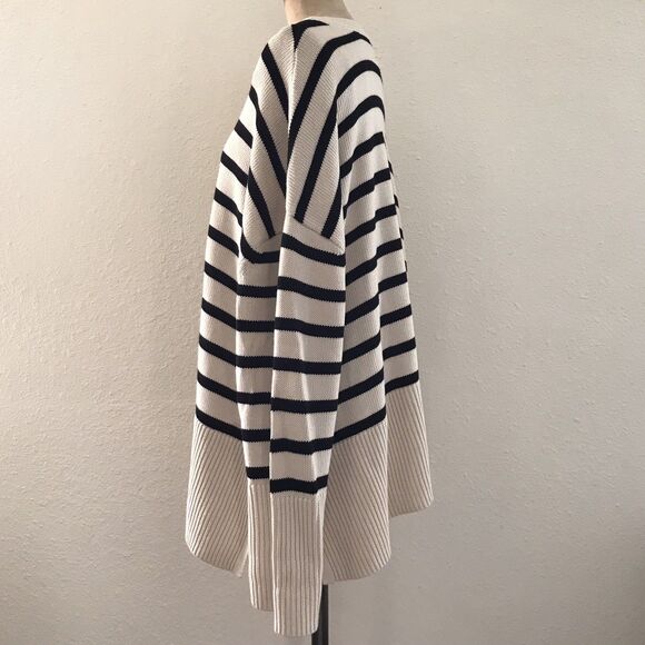 GAP Ivory Black Striped Cotton Knit Long Sleeve Pullover Sweater NEW - XXL - Picture 4 of 9